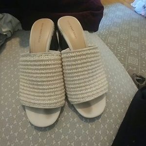 Who What Wear Cream Woven Mules